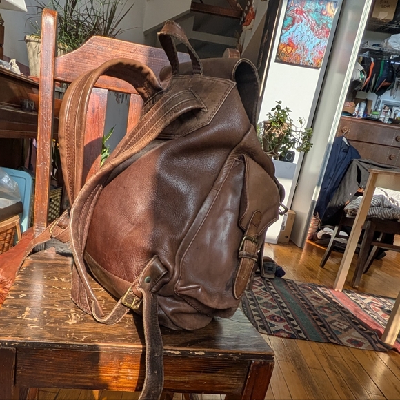 Brown Leather Backpack main image 6